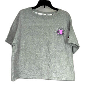 Champion Grey Crop Top Tee Shirt Size Medium